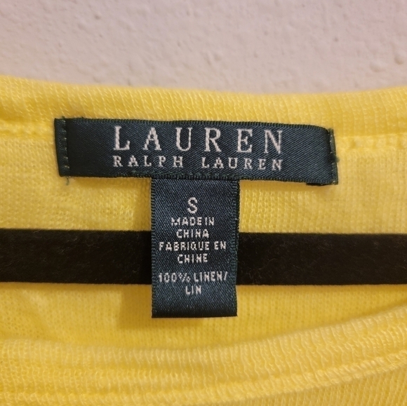 Lauren by Ralph Lauren 100% Linen Sunshine Yellow Gathered back Top Size small - Picture 4 of 8